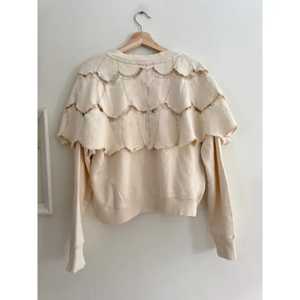 FREE PEOPLE Fluttercape Cream Sweatshirt Size Small - Image 7