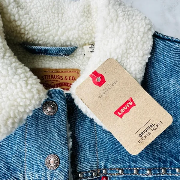 Levi's Womens Stellar Sherpa Trucker Denim Jean Jacket Size XS NEW $108 Classic - Image 6
