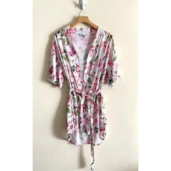 Show Me Your Mumu Brie Floral Robe Kimono Wrap Bridal OS‎ Rose - Image 3