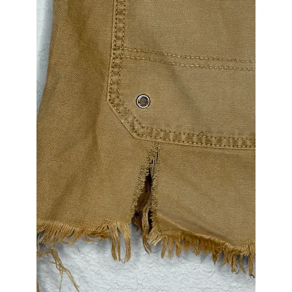 Free People Utility Cargo Mini Skirt Size 27 Brown Distressed Raw Hem - Image 6