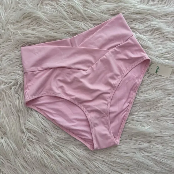 Aerie High Rise Full Coverage Crossover Bikini Bottom Bloom Medium - Image 3