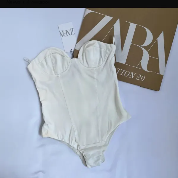 Zara Cream Strapless Structured Bodysuit - Image 2