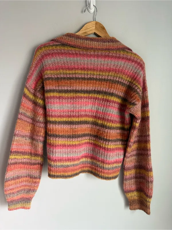Something Navy Striped Polo Sweater Small - Image 3