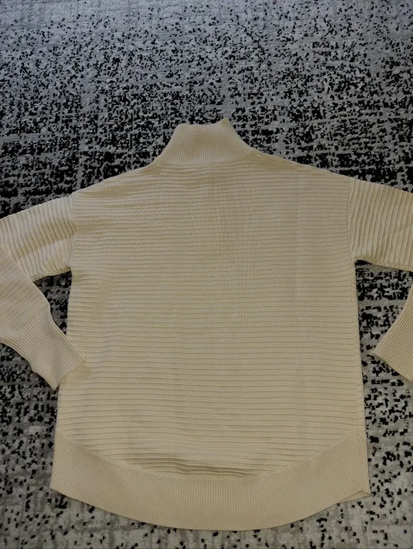 NWT Krush Kandy Boutique Neutral Ribbed 1/4 Zip Sweater Size M | Quiet Luxury - Image 9