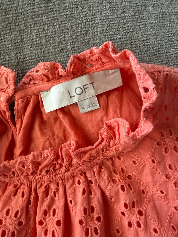 LOFT Eyelet Peplum Orange Top - Image 5