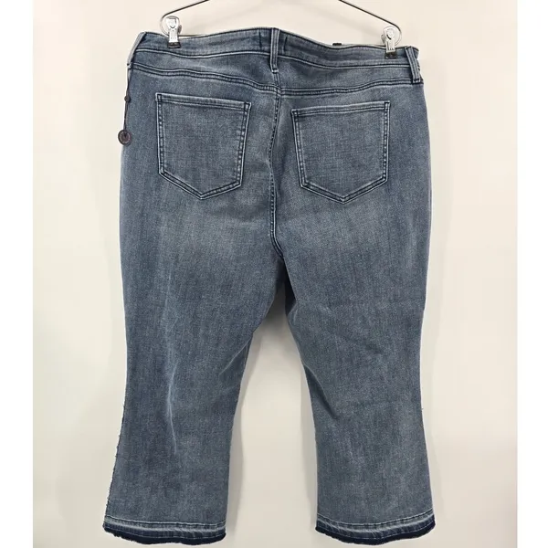 NYDJ Jeans Womens 18W Lift Tuck Cropped Flare Blue Side Stripe Frayed Hem EUC - Image 3