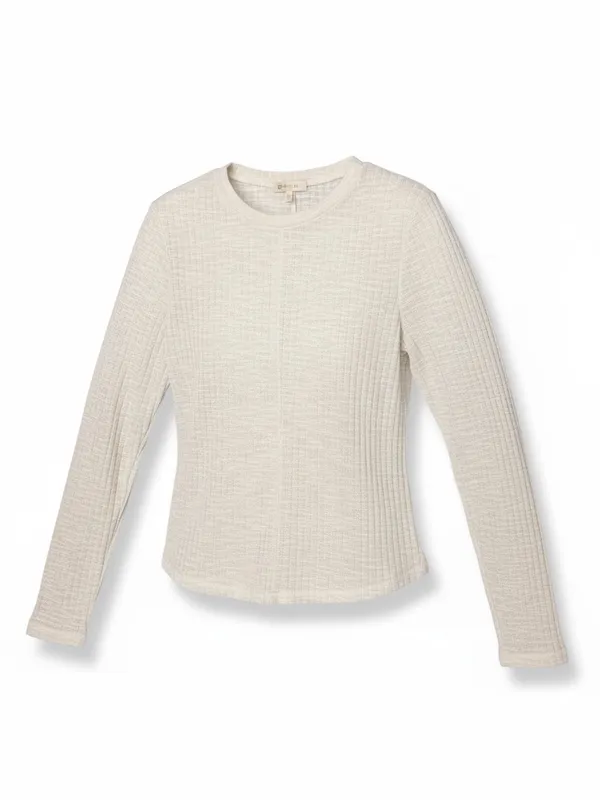 Free People We The Free White Marled Ribbed Long Sleeve Top Small - Image 3
