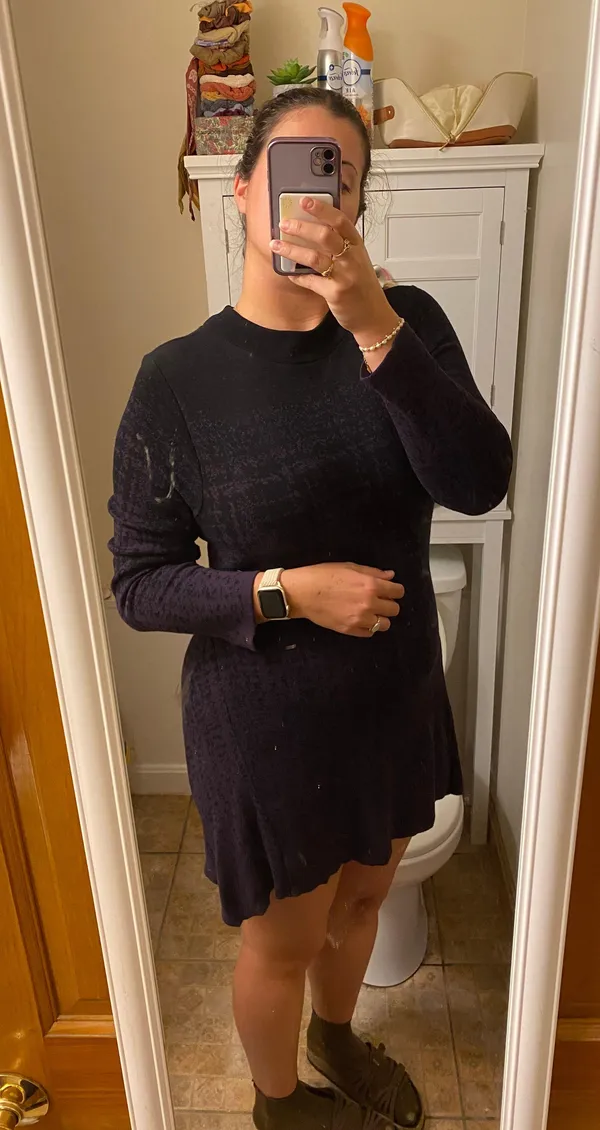 Style & Co Purple & Black Sweater Bodycon Dress - Image 5