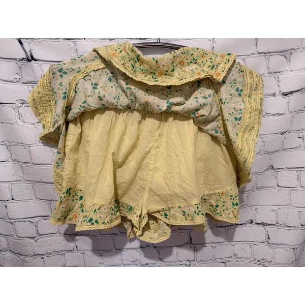 Aerie Flower Flowy Skort Yellow Floral layered Cotton Size Medium - Image 4
