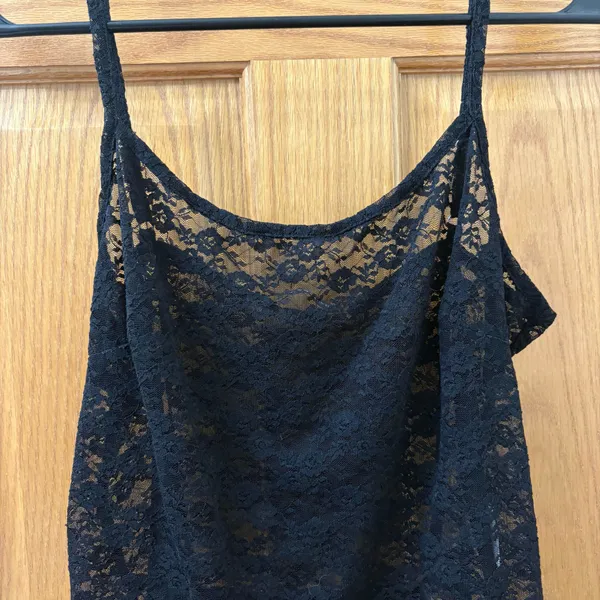 Brandy Melville Black Lace Tank Top One Size - Image 3