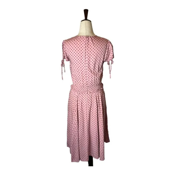 Gal Meets Glam Pink And‎ Red Polka Dot Corinne Fit And Flare Midi Dress Size 4 - Image 4