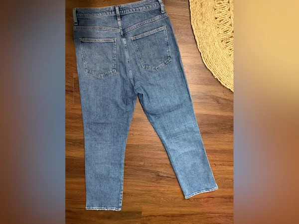AGOLDE “Pinch Waist” high kick crop summer medium wash denim straight jeans $259 - Image 7