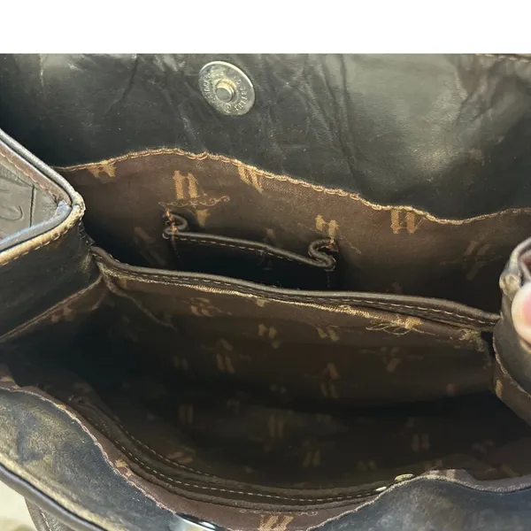 Handmade Vintage 90s Western Brown Tooled Leather Studded Suede Star Shoulder Bag - Image 5