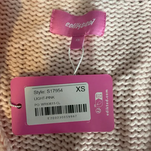 Edikted Inga Oversized Cable Knit, Light Pink XS - Image 3