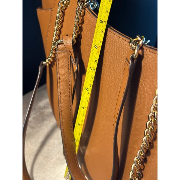 Michael Kors Jet Set Large EW Chain Tote Luggage Brown Saffiano Leather Handbag - Image 12
