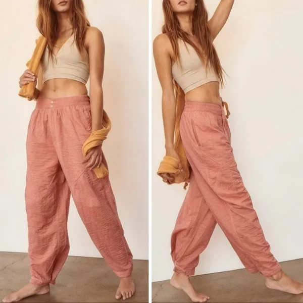 Free People Movement Flipside Textured Pants Sedona Sunrise Size Small Beachy - Image 2