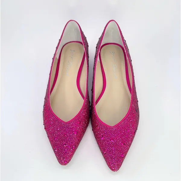 Betsey Johnson SB-Jude Ballet Flats 8.5 Pink Rhinestone Pointed Toe Wedding NWOB - Image 2