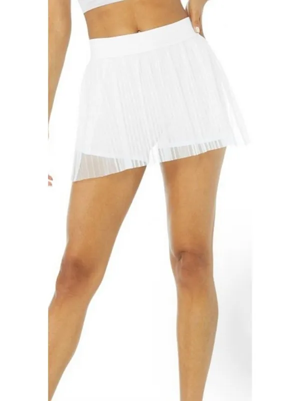 Alo Mesh Flirty Tennis Skirt White Sheer Transparent See-Through Pleated Skort - Image 6