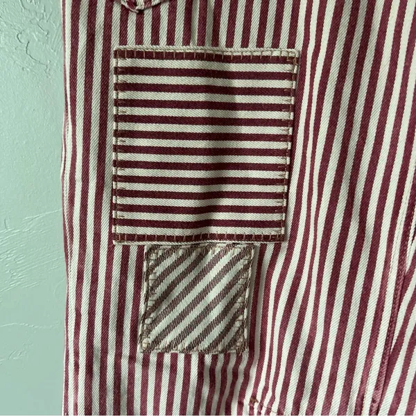 Free People Moxie Railroad Low Slung Barrel Leg Jeans Brick Stripe Size 31 - Image 4
