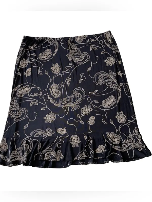 VINTAGE STUDIO 1940 Paisley Ruffled Hem Skirt - Image 2