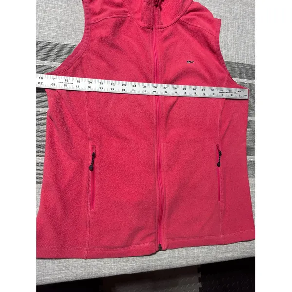 Vineyard Vines Fleece Vest Women's Size L Pink Zip‎ Up Sleeveless Outerwear - Image 3