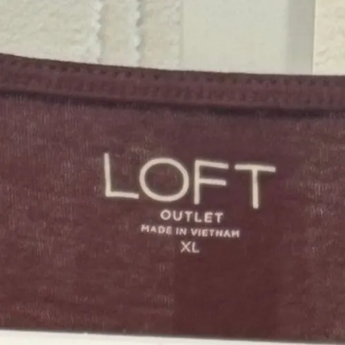 Loft Outlet XL Burgundy Crochet Lace V-Neck Long Sleeve Cotton Top Soft - Image 6