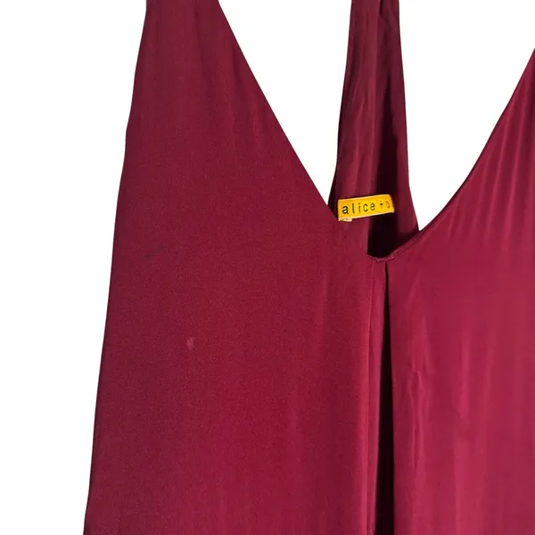 Alice + Olivia Red Sleeveless V-Neck Racerback Silk Cami Mini Dress Size ? - Image 5