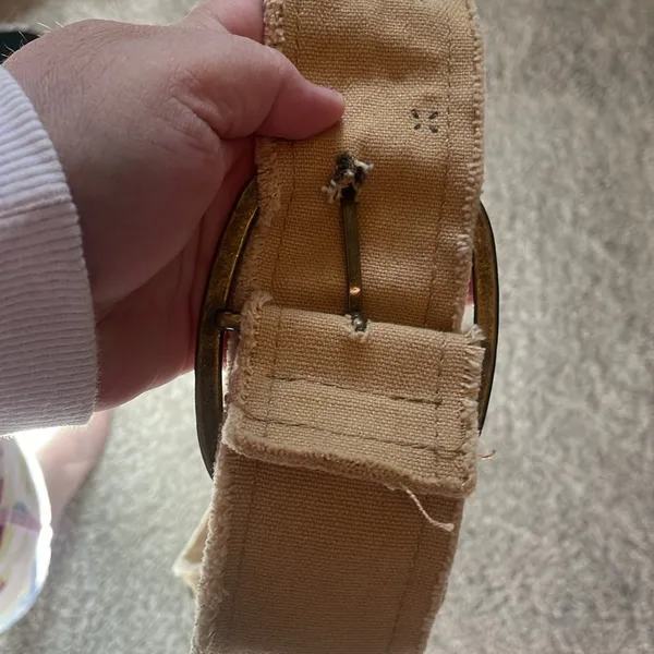 Vintage Y2k sparkling frayed fabric belt in tan - Image 6