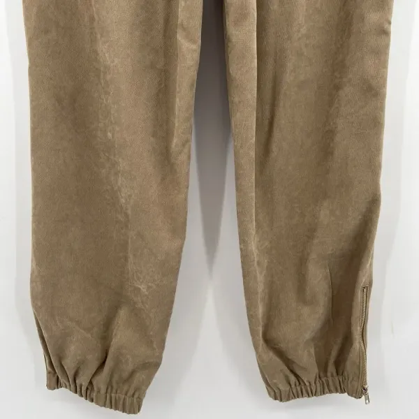 Zara High Rise Waist Jogger Pants Women's Size Small Ankle Zipper Beige Pull On‎ - Image 7