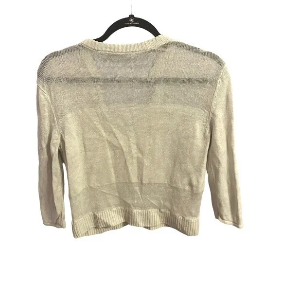 Alice + Olivia 100% Linen Beige‎ Crop Beach Sweater Size XS - Image 7