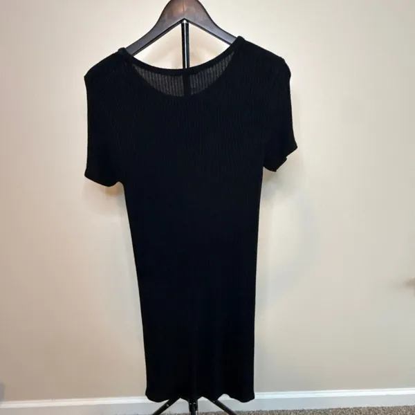 Brandy Melville Black Ribbed Knit Mini Dress One‎ Size - Image 3