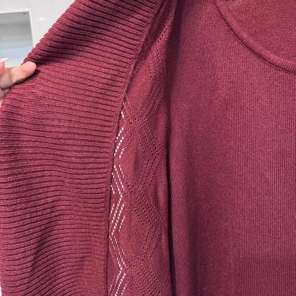 Croft & Barrow Maroon Double Layer Knit Cardigan Sweater Plus Size 2X - Image 3