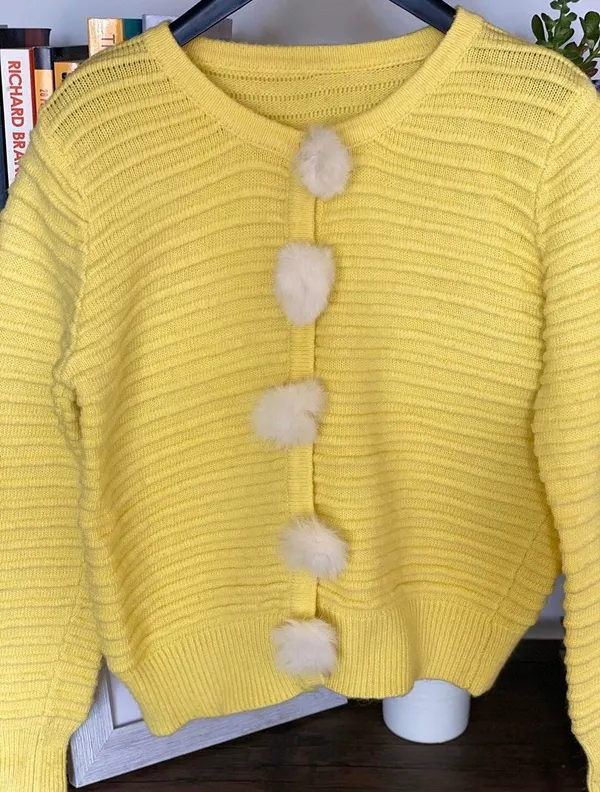 Warm Cardigan In Yellow Size XS - Image 2