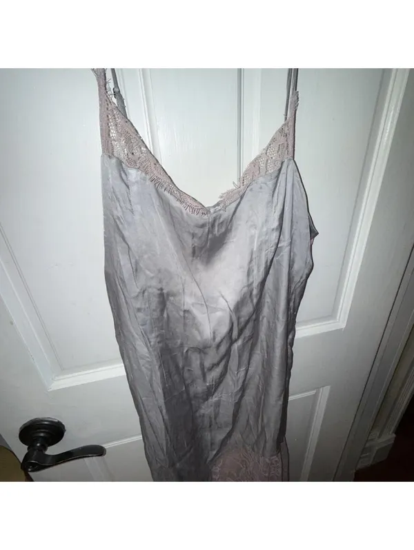 By Anthropologie Lace-Trimmed Asymmetrical Midi Slip Dress - Image 4