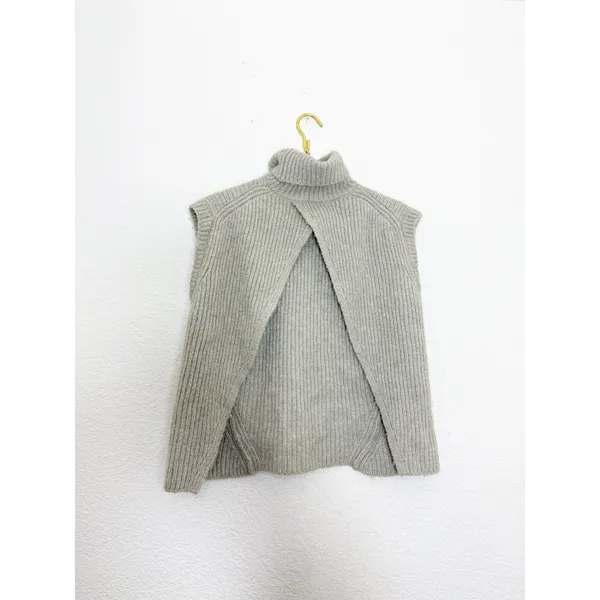 Zara Open Back Cozy Knit Vest Size Small Cream High Neck Chic Quiet Luxury - Image 12