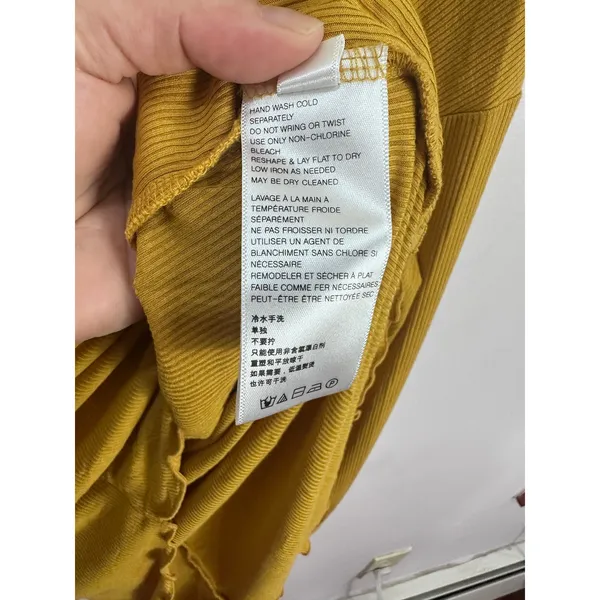 Free People Ribbed Twist Back Top Womens Medium Mustard Yellow Boho Whimsical - Image 7