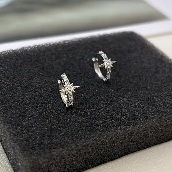 13mm Small Star Hoop Earrings for Men Women Streetwear Punk Hip Hop Unisex Earrings - Image 7