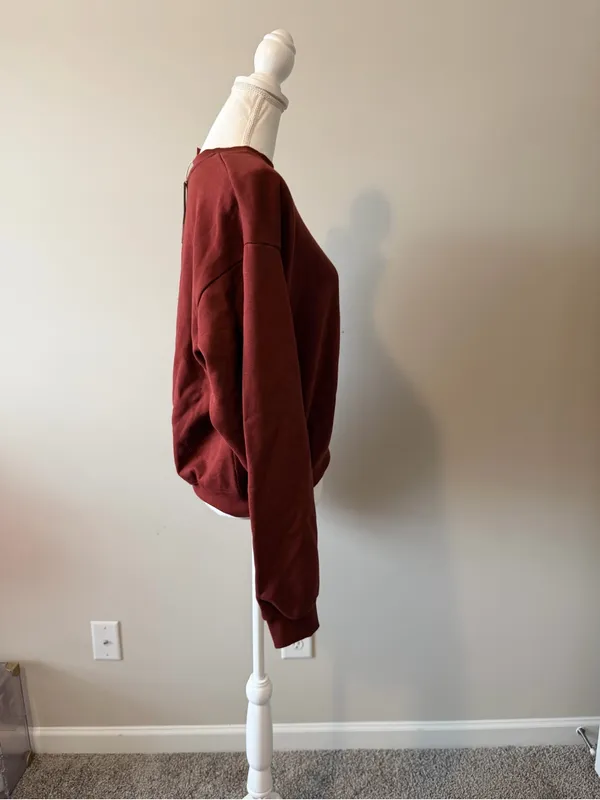 Skims Cotton Fleece classic Crewneck size large Merlot NWT - Image 9