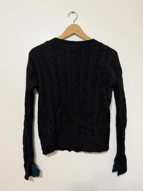 Vineyard Vines Cable Knit Cashmere Cardigan Sweater Size Small Black - Image 7