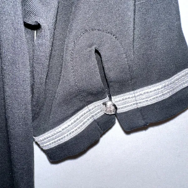 Ralph Lauren Black Silver Short Sleeve Button Detail Size Medium Blouse Cotton - Image 5