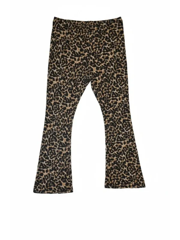 Topshop Leopard Print Flare Pants Women US 12 Brown Black Animal Print - Image 2