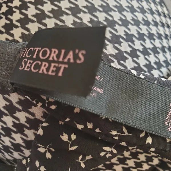 Victoria's Secret Push-Up Black & White Houndstooth & Floral Bra (32C) - Image 5