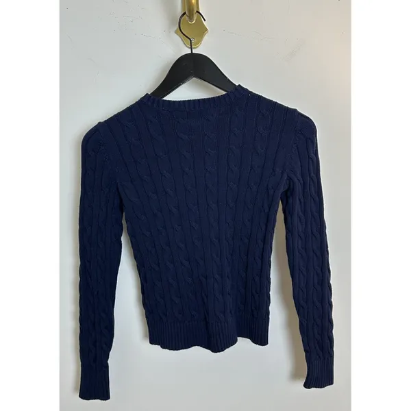 Lauren Ralph Lauren Cable-Knit Cotton Cardigan Sweater in Navy Size X-Small - Image 6