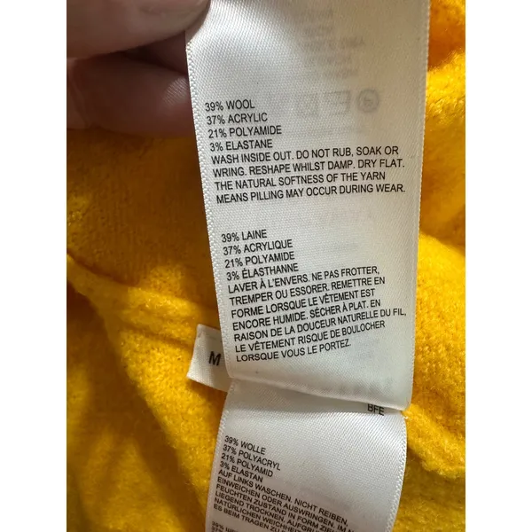 Whistles Yellow Oversized Funnel Neck Knit Wool‎ Blend Sweater M 2260969 - Image 9