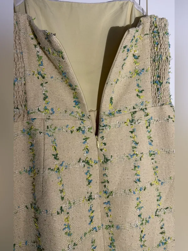 Amanda Uprichard Cream Floral-Check Tweed Mini Dress - Image 11
