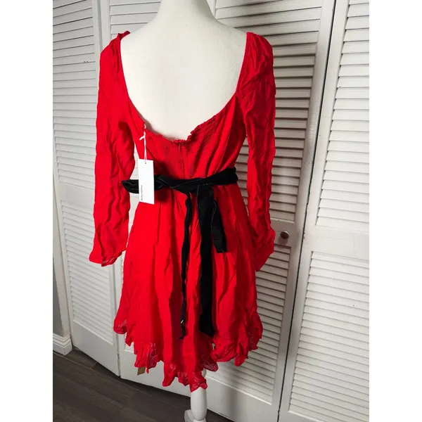 Reformation Silves Mini Dress In Poinsetta Square Neckline Mini Dress w/ Tags - Image 7