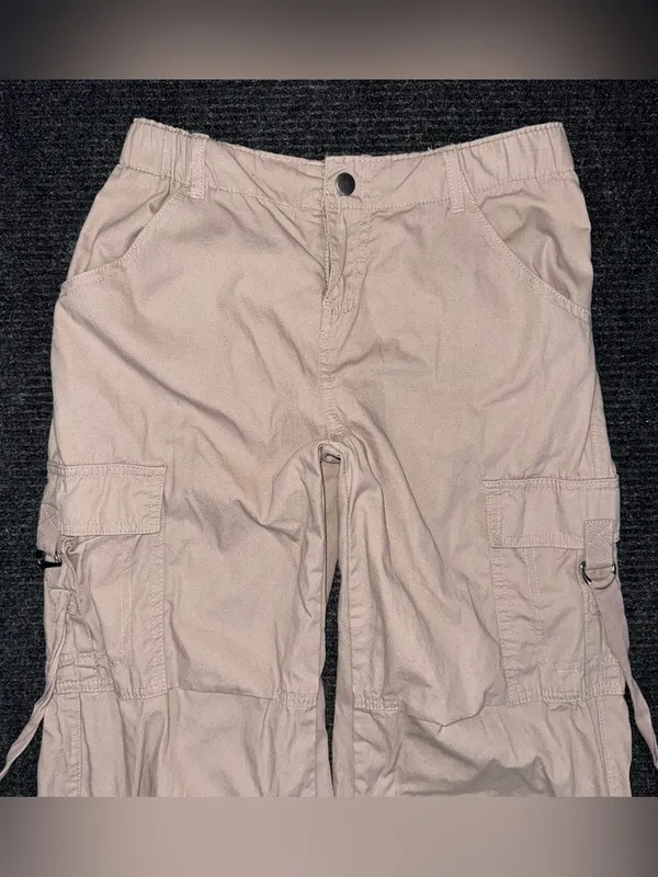 Aeropostale Parachute Cargo Pants Khaki Baggy Streetwear XS Y2K Gorpcore Strappy - Image 3