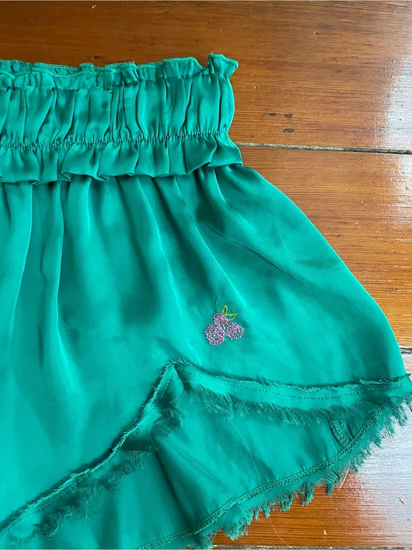 Free People Like Honey Pajamas PJ Top & Shorts Set in Silky Golf Green Sz S 🧡🎀 - Image 10