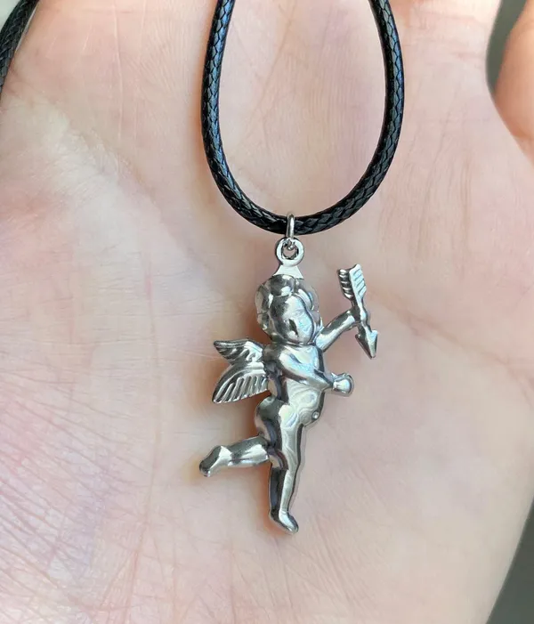 stainless steel cherub angel simple necklace👼🩵 - Image 3