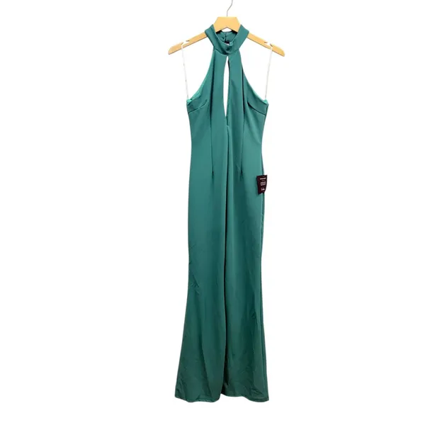 Lulus Belestina Teal Green Cutout Mock Neck Maxi Dress size Small - Image 4
